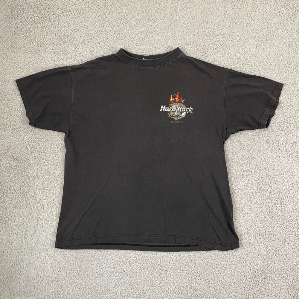 Hard Rock Café Shirt L Black VTG Y2K Guitar Rock & Roll Short Sleeve Tee